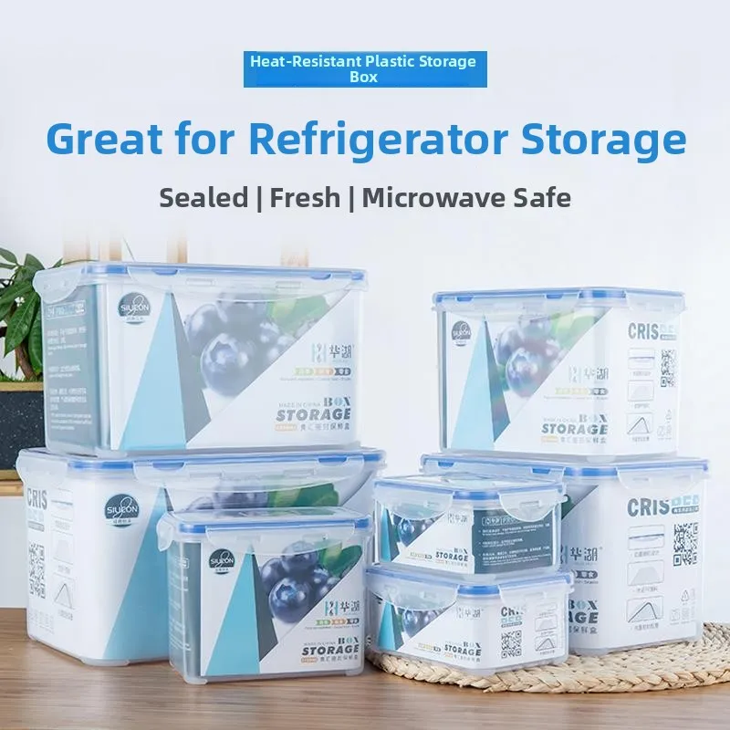 Deep Kitchen Storage Box -Keeping Container Rectangle Plastic Food Grain Dry Goods Organizer for Refrigerator Freezer