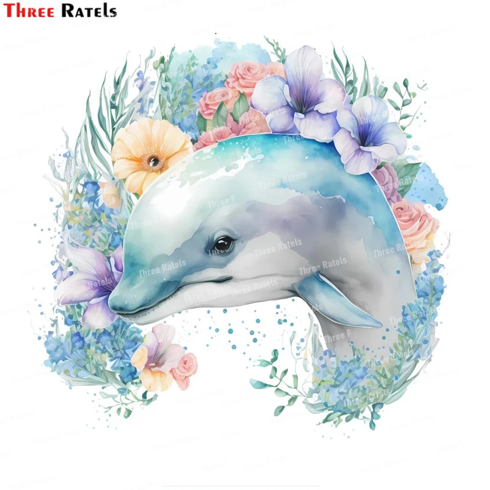 Three Ratels  Dolphin Car Stickers Refrigerator Laptop Luggage Skateboard Decor Decals Vinyl Material Waterproof Protected Decal