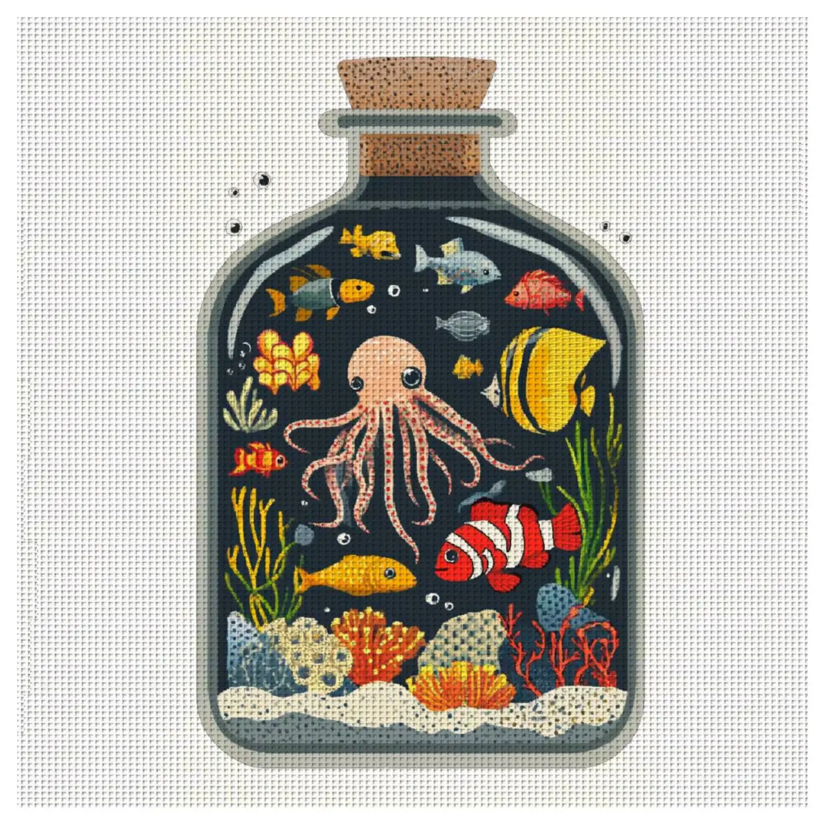 1pc 30X30CM/11.8inch drift bottle Stamped Cross Stitch Kit DIY Kit 11/14/16CT DIY Embroidered Set DIY Cross-Stitch Set