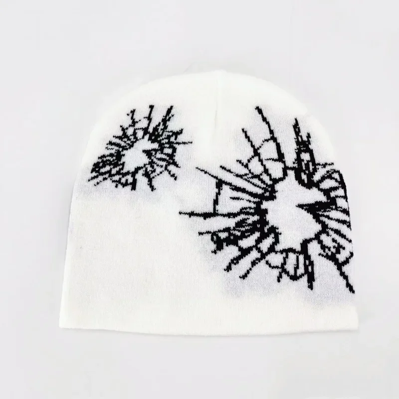 Gorro acrílico con diseño de araña gótica Y2K, gorros cálidos de invierno con calavera, gorros informales para hombre, gorro para la cabeza al aire libre, traje de otoño negro y gris
