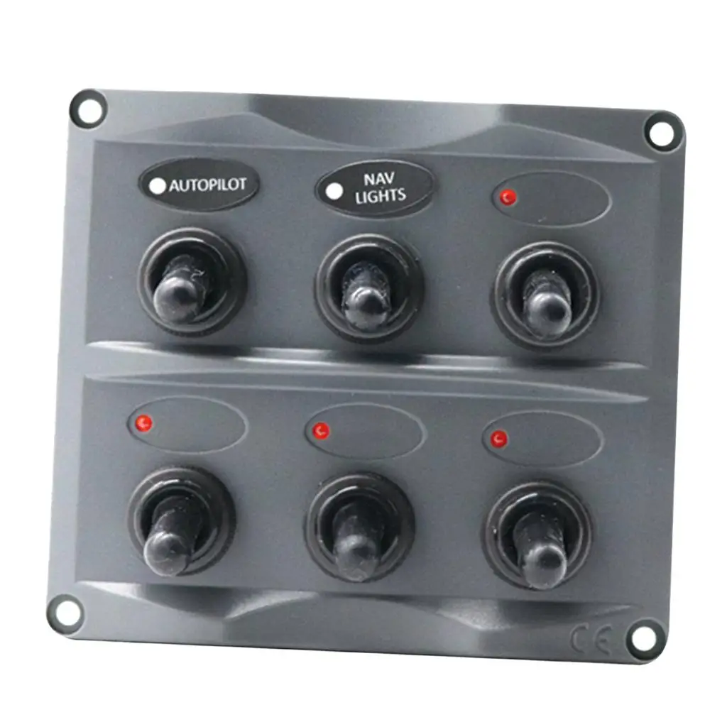 New Marine Toggle Panel Electric 6 Gang LED