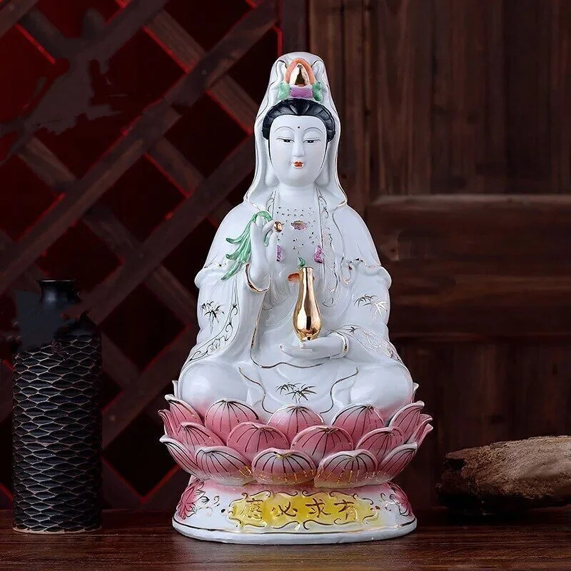 Ceramic Buddha ornaments temple Pray for peace Guanyin Buddha Statue Craft