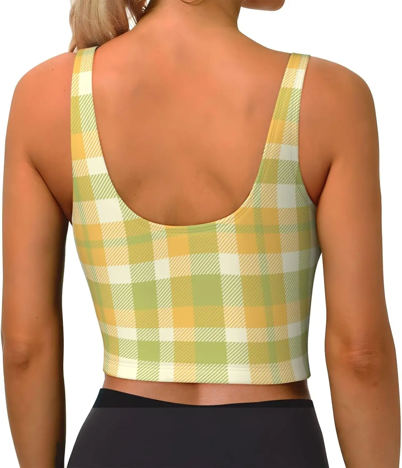 Soutien-gorge de sport à col rond pour femmes, dos en U, débardeur court de Yoga, coussinets amovibles, exercice de Fitness, entraînement, haut de course, tenue de gymnastique