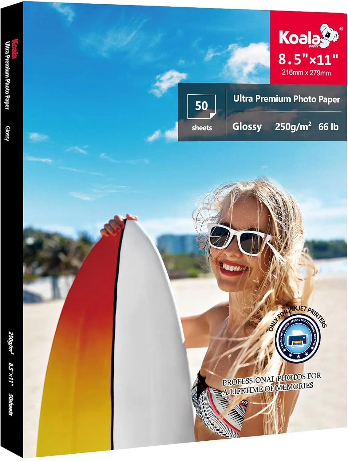 

Фотобумага премиум-класса глянцевая, 8,5x11 дюймов, водостойкая, 66 фунтов, для струйных принтеров, 50 листов