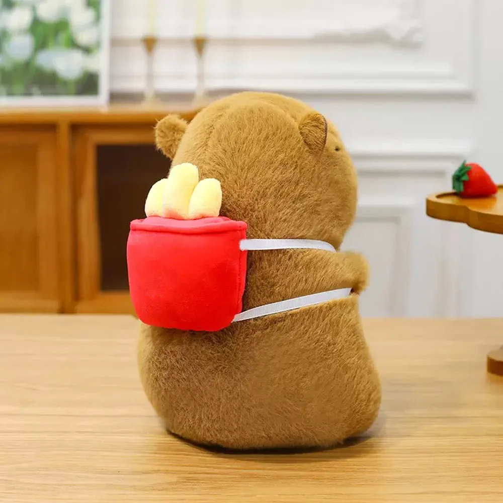 

LAINREN Ultra-Soft Stuffed Capybara Toy with Fries Backpack,Kawaii Fast Food Guinea Pig Plushie Doll Gifts