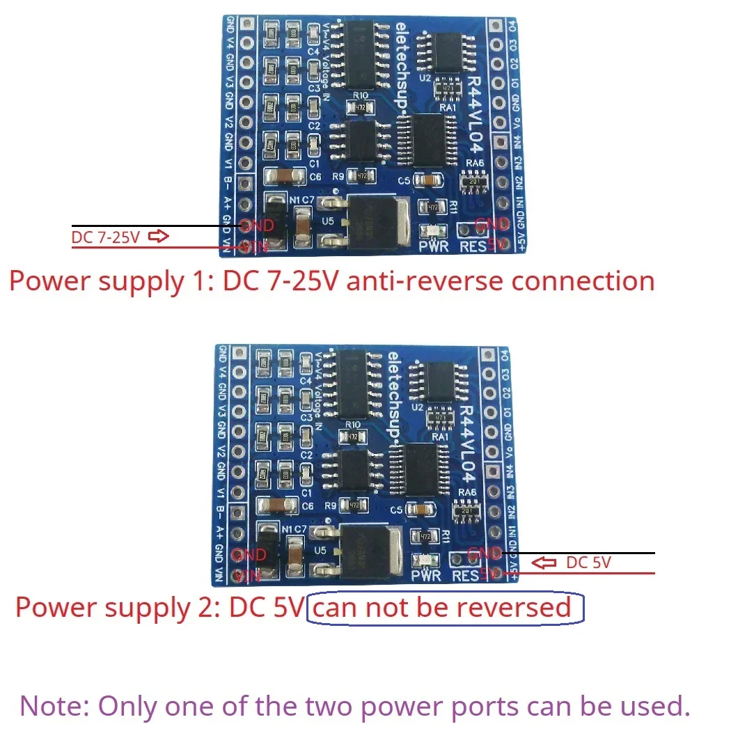 RS485 Analog Digital IO Module 12CH 12V 24V 4AI-4DI-4DO PLC Remote I/O Board Modbus RTU 01/02/03/04/05/06/15/16 Function Code