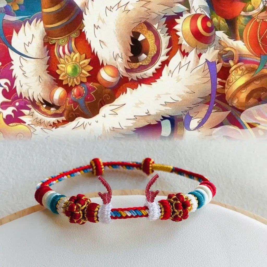 

Year Of The Dragon Dunhuang Longjiao Rope Hand Woven Lion Color Bracelet Girlfriends Can String Accessories Gifts Jewelry