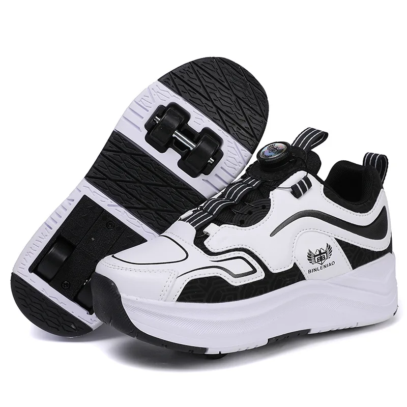 Fashion New Style Children's Four Wheels Roller Skate Shoes Kids Flying Shoe Child's Sports Sneakers Boys' Girls' Skating Shoe