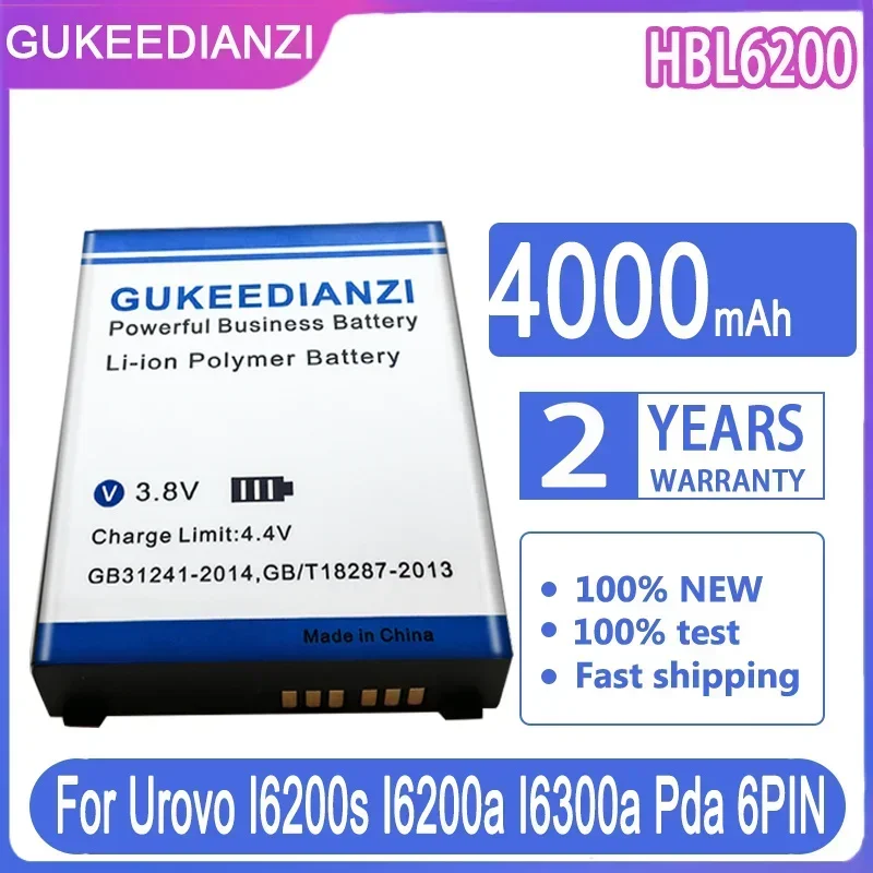

4000mAh Portable Data Terminal Battery For Urovo I6200s I6200a I6300a Pda 6 PIN Long Lasting