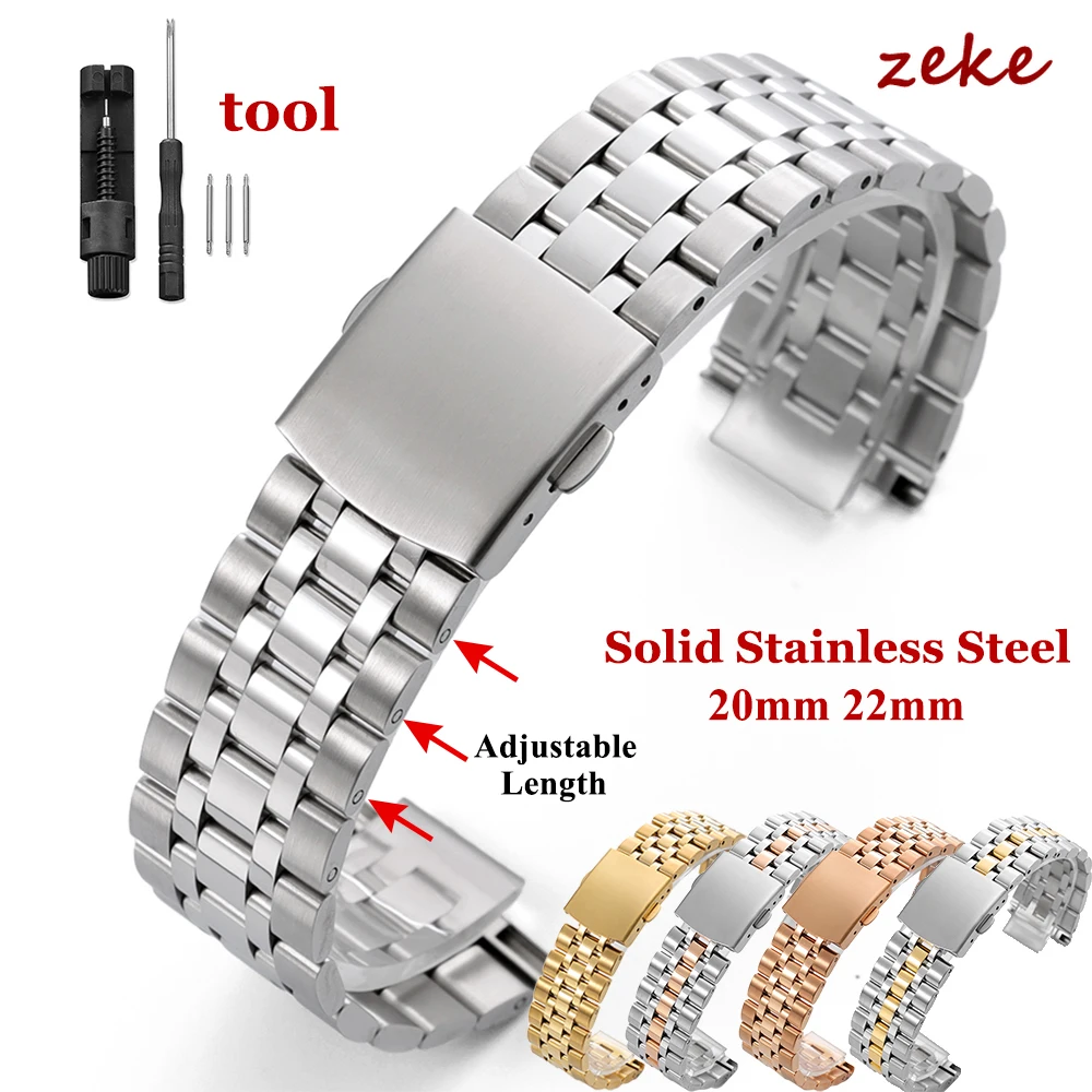 Luxuriöses Uhrenarmband aus massivem Edelstahl, 20 mm, 22 mm, für Tudor, für Omega, Metallarmband, Herren und Damen, goldenes Universalarmband