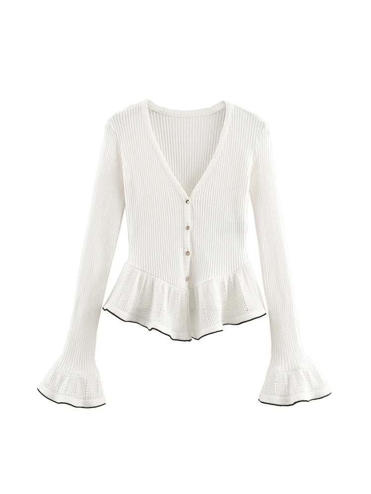 خريف جديد إمرأة عادية سترة الصلبة مضيئة كم التخسيس زر حتى محبوك معاطف المرأة ريترو محبوك سترة الشارع الشهير