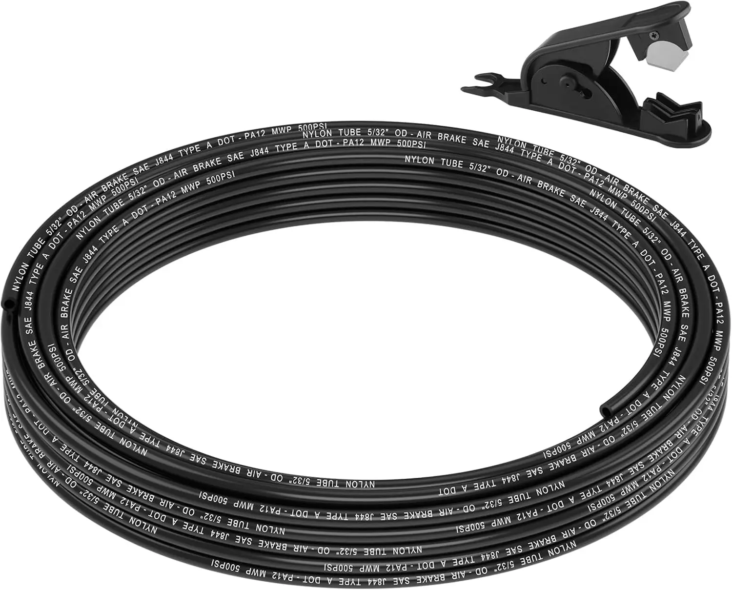 

35FT SAE J844 DOT Approved 5/32" OD Nylon Air Hose for Air Suspension & Brake Systems, Includes Cutter