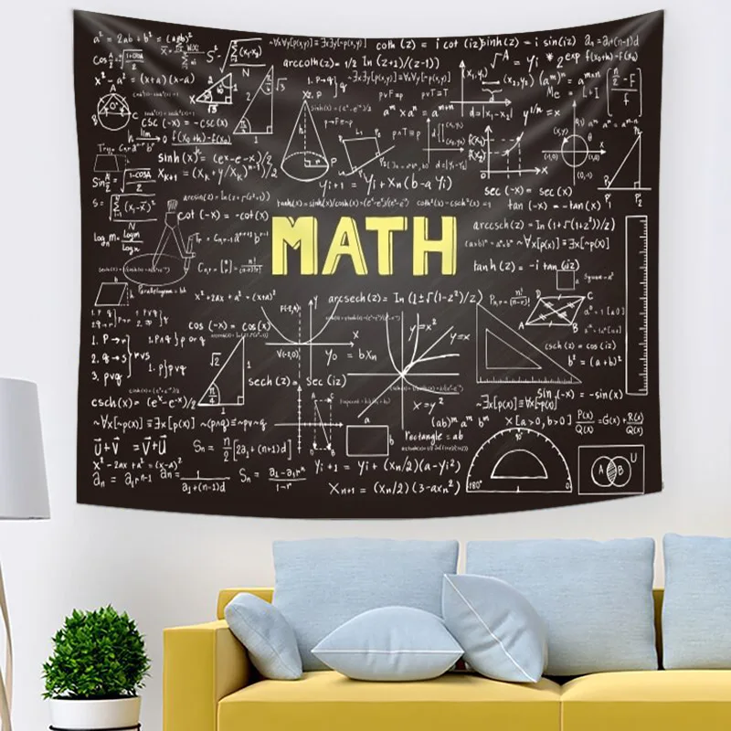 Mathematical formula problem-solving pattern tapestry home decoration fabric for the room, bed head fabric, tapestry