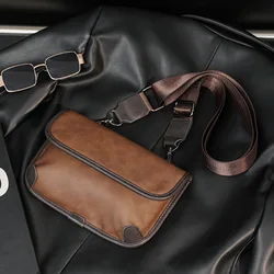 Xiao.p Fashion Men High Quality Pu Leather Versatile New Diagonal Square Bag Single Shoulder Bag Chest Bag Retro Leisure Satchel