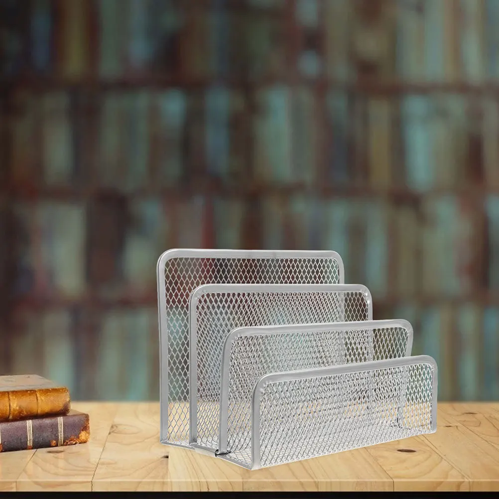 

2pcs Iron Mesh File Organizer 3-Tier Desktop Letter Holder Vertical Paper Organizer For Desk Mail Sorter Document Storage Rack