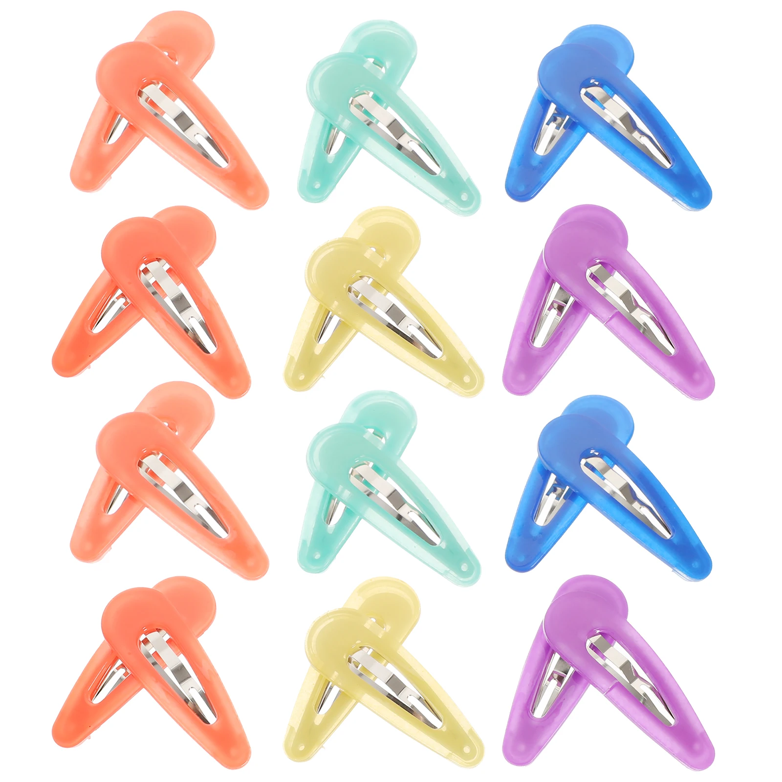 

12pcs Hollow Drop Shaped Hair Clips for Kids Toddler Accessories Barrettes Plastic Fluorescent Colors Girls Hair Decorations