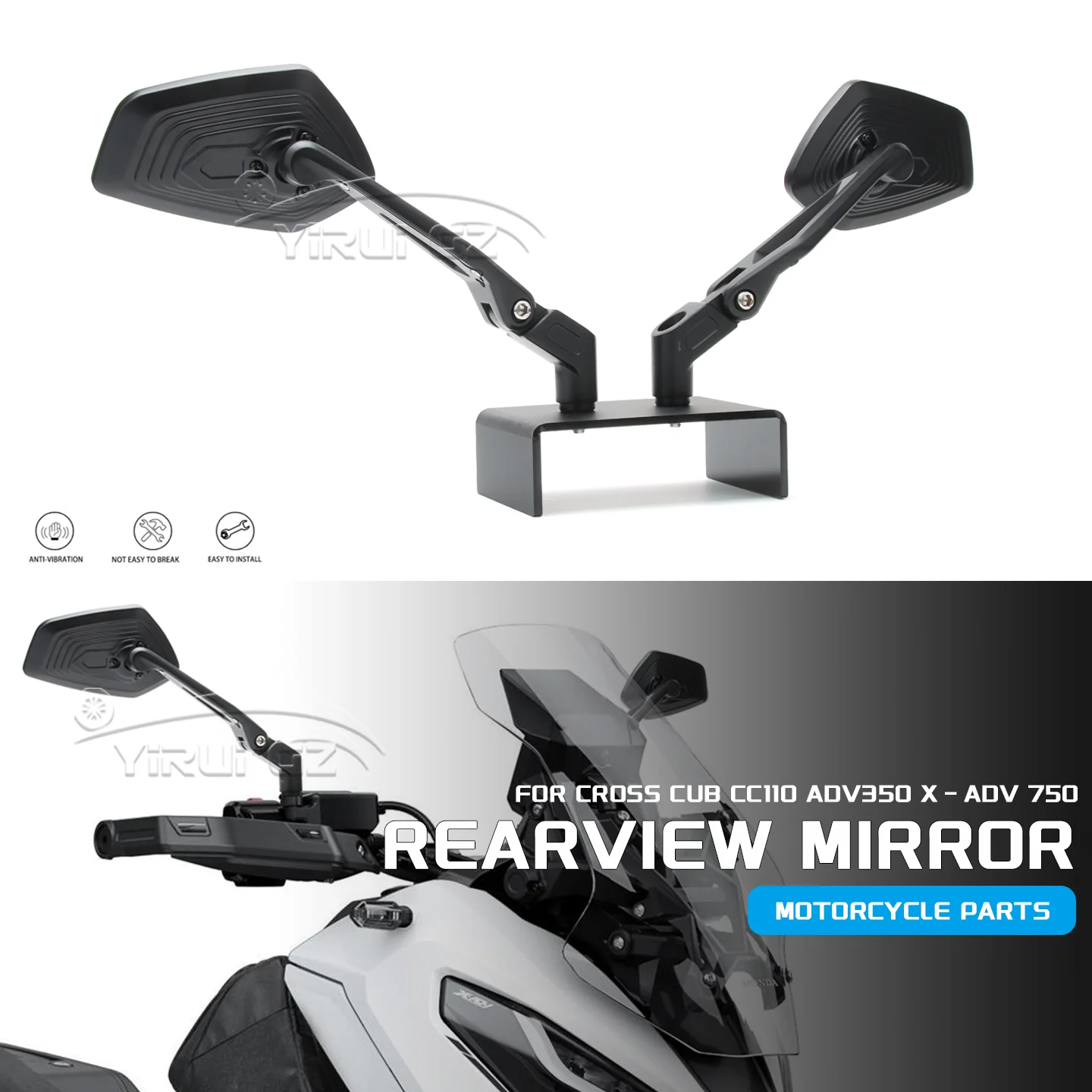 

Motorcycle Rearview Mirror Aluminum Adjustable Side Rear View Mirror CROSS CUB CC110 For HONDA CROSS CUB CC110 ADV 350 X-ADV 750