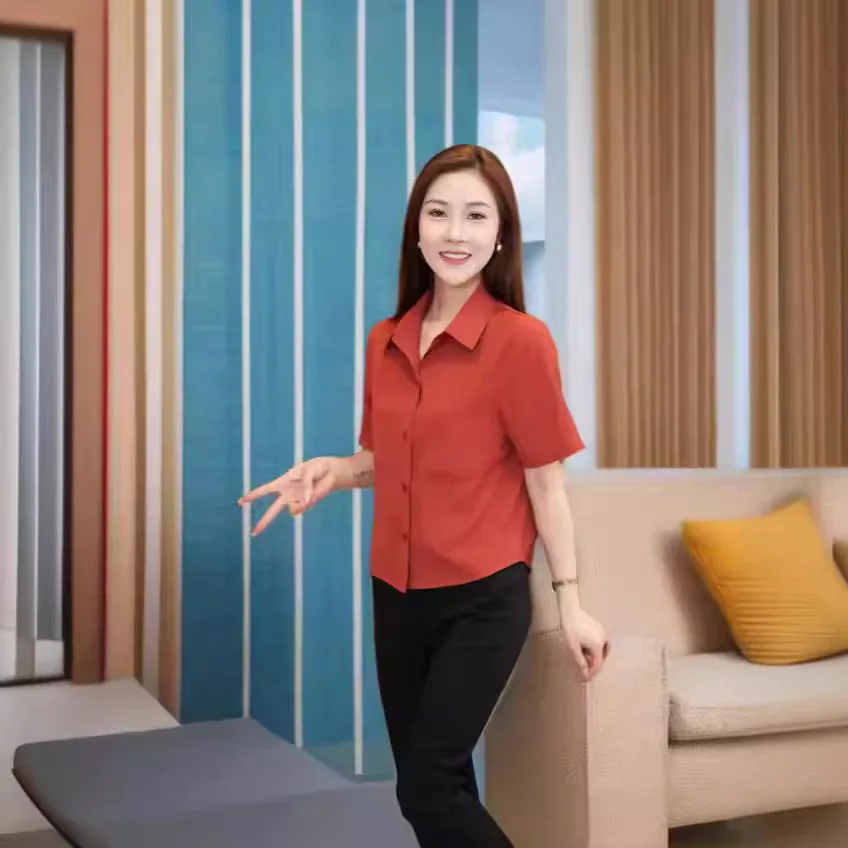 Mode chemise à manches longues pour les femmes 2025 été nouveau Style Style décontracté solide minceur à manches courtes tombant polyvalent haut