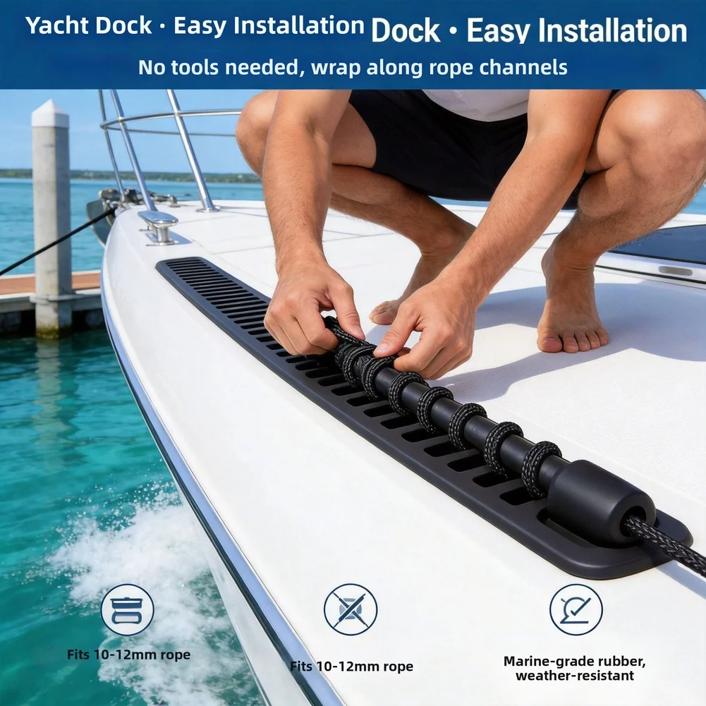 2026 New Marine Grade Rubber Mooring Snubber Shock Absorber For Yacht Dock 10-12mm Rope Buffer 33.5*4.3*3.6cm Buffer