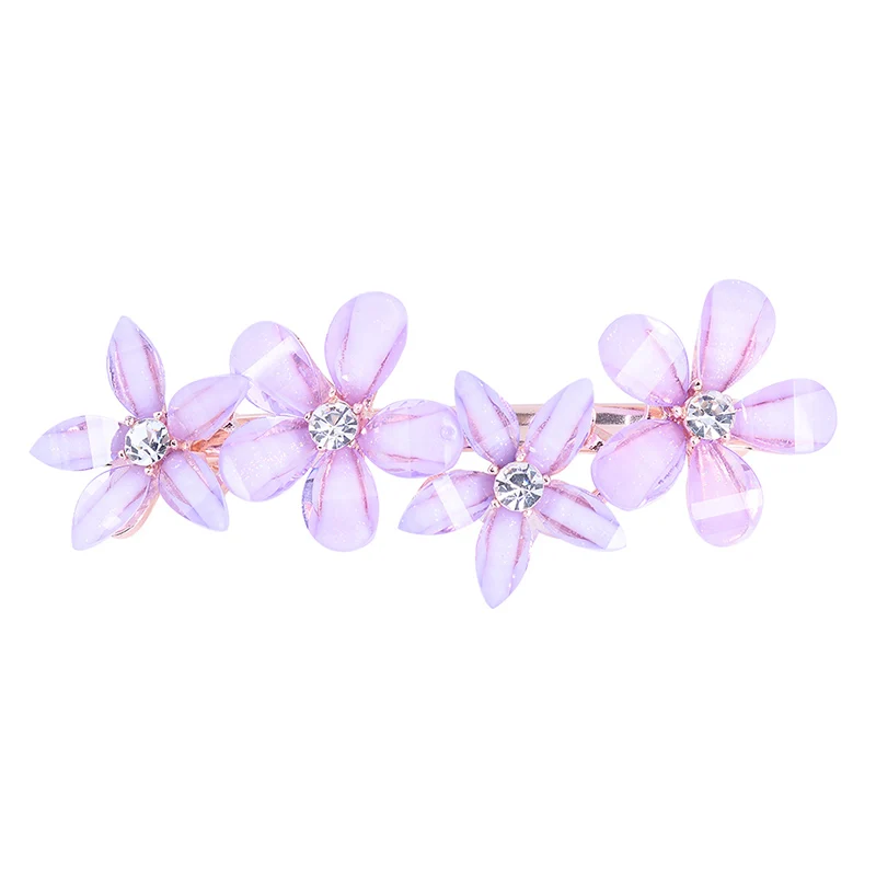 EASYA Elegant Rhinestone Flower Hairpin Barrettes Pins For Women Girls 3 Colors Metal Hair Clip Hairwear Ornaments Jewelry