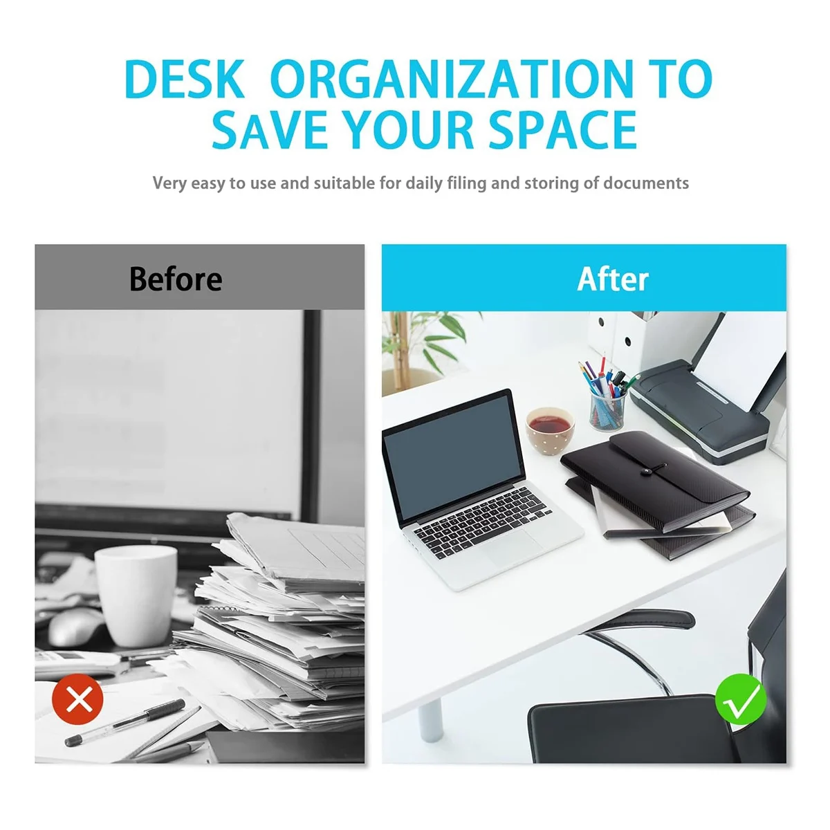 

ABSK-Accordian File Organizer Pocket Expanding File Folder Plastic Expandable File Folder Durable Black