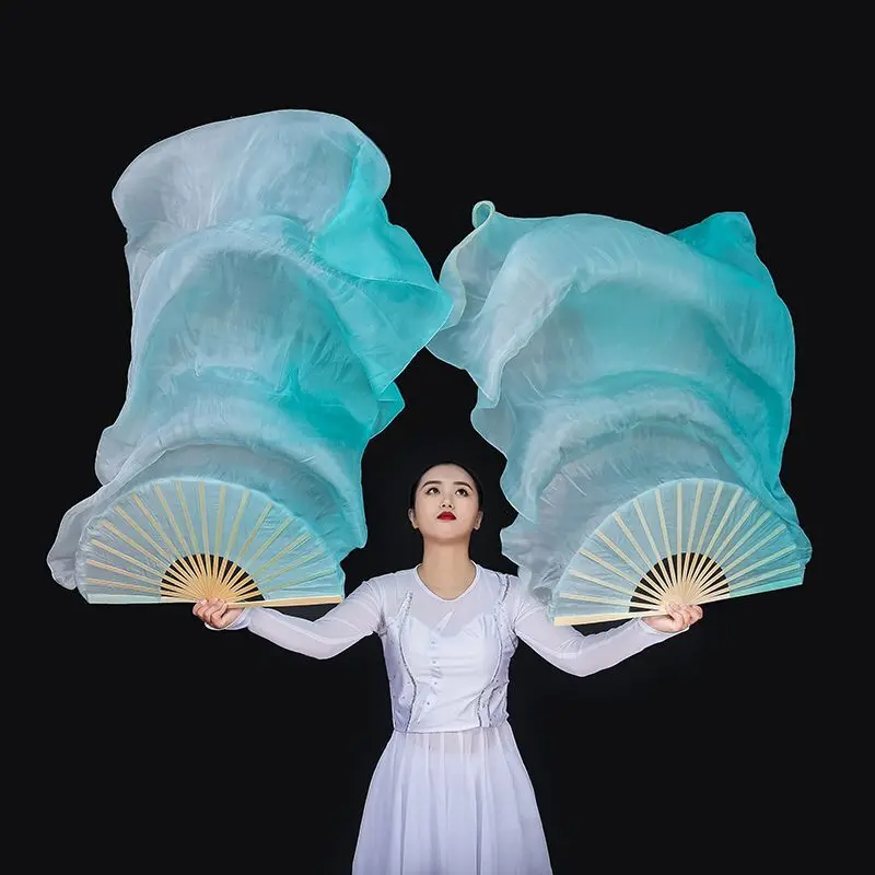 

180CM Real Silk Veils One Pair Bellydance Competition Costume Accessory Flowy Extra Long Light Weight Dancer Props Oriental Show
