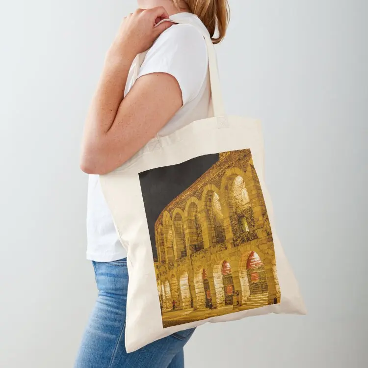 

Nighttime at the Arena di Verona Tote Bag tote bags aesthetic Cloth bag eco bag folding shopping logo