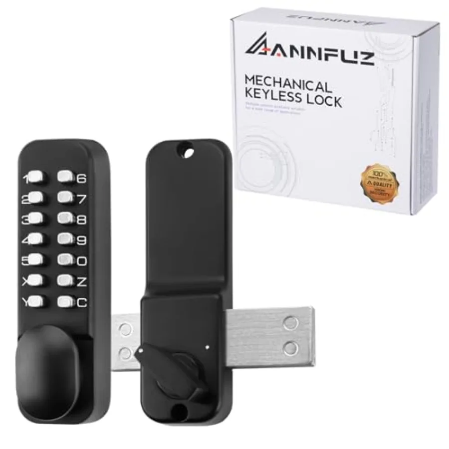 

Mechanical Keyless Keypad Entry Door Knob Lock with BoltSingle-Sided Passcode Combination Door Handle Lever Set Interior Exteri