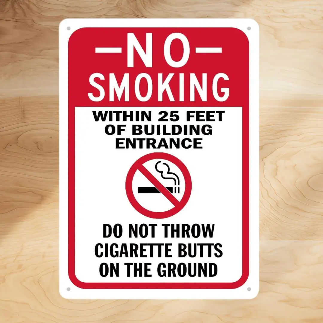 

Vintage Metal Sign 12x8 Inches - No Smoking Within 25 Feet of Building Entrance Vintage Wall Art, Suitable for Home, Bar, Cafe, Garage Decor - Durable Indoor/Outdoor Use, No Smoking Area Sign Bold Message Sign Indoor/Outdoor Sign