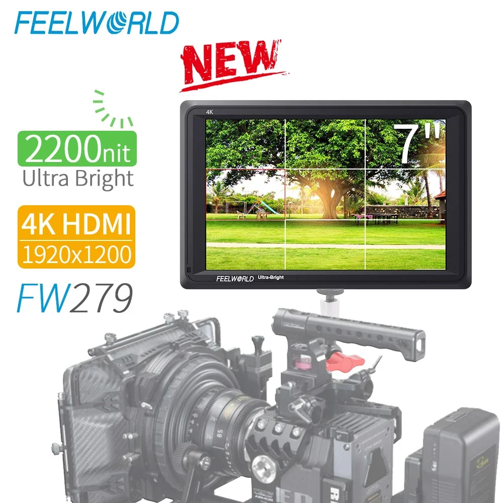 

FEELWORLD FW279 7 Inch Ultra Bright 2200nit on Camera Field DSLR Monitor Full HD 1920x1200 4K HDMI Input Output High Brightness