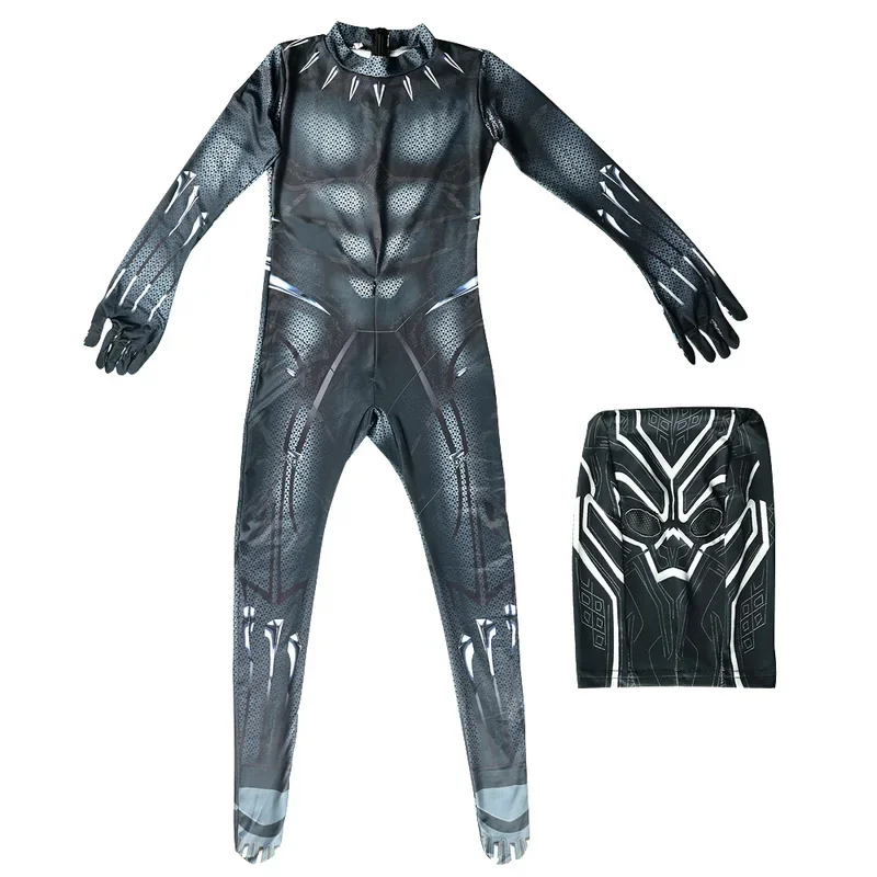 SN55Parents Children Superhero Cosplay Marvel Black Panther TChalla Costumes Kids Adults Party Dress Up Christmas Birthday @54WE