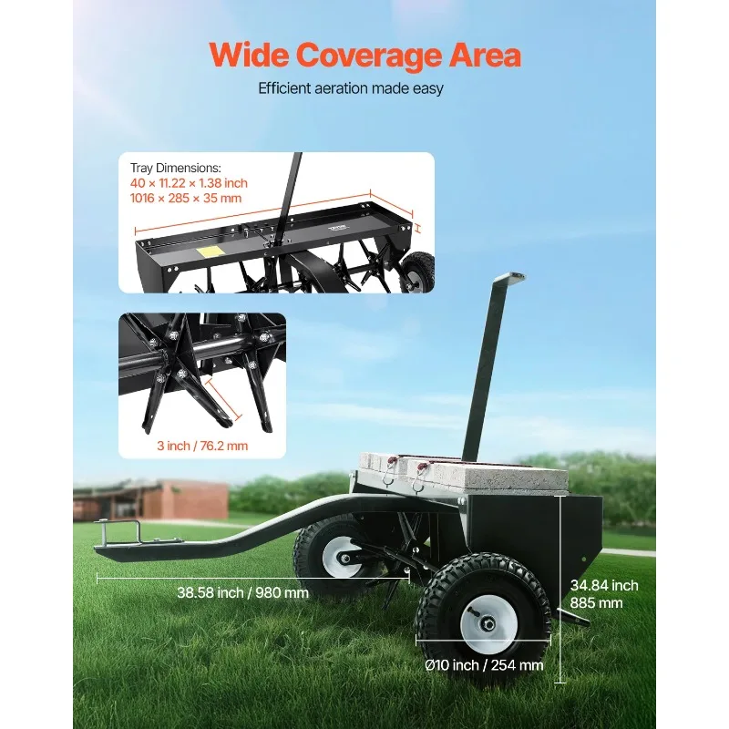 Tow Behind Plug Aerator Pull Behind Aerator with Iron Spikes Alternately Arranged Lawn Aerator Tow Behind for Gardens farm