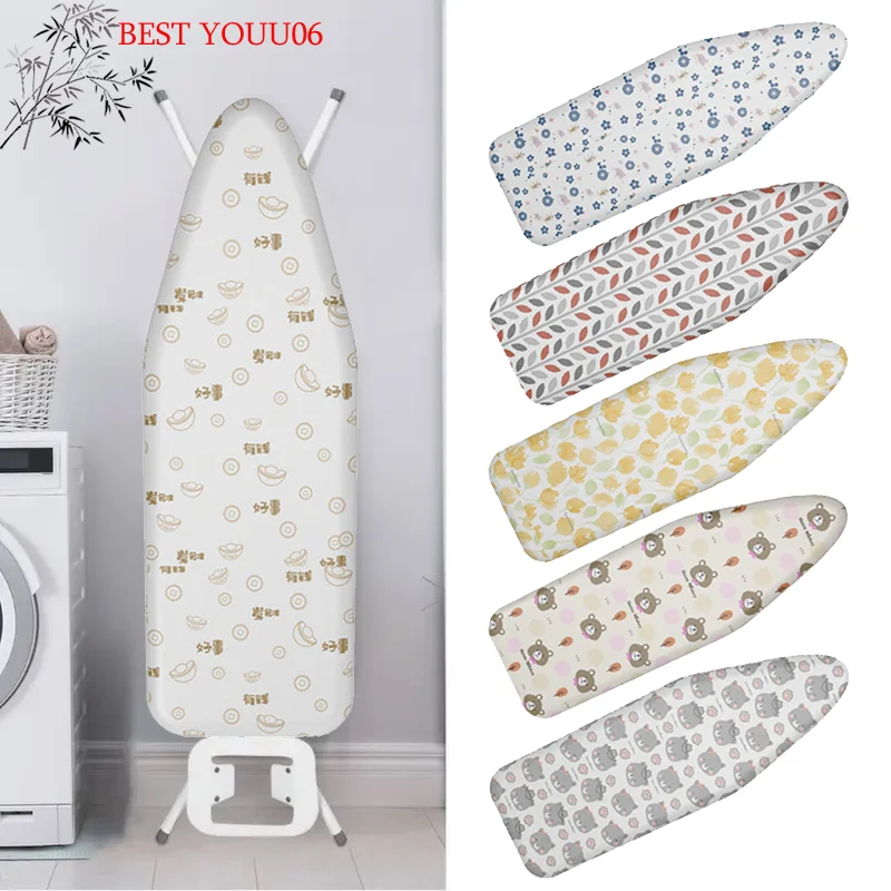 (YOUU06)Durable Ironing Board Cloth Heat Resistant Ironing Board Cover With Floral Animals Design Universal Laundry Supply