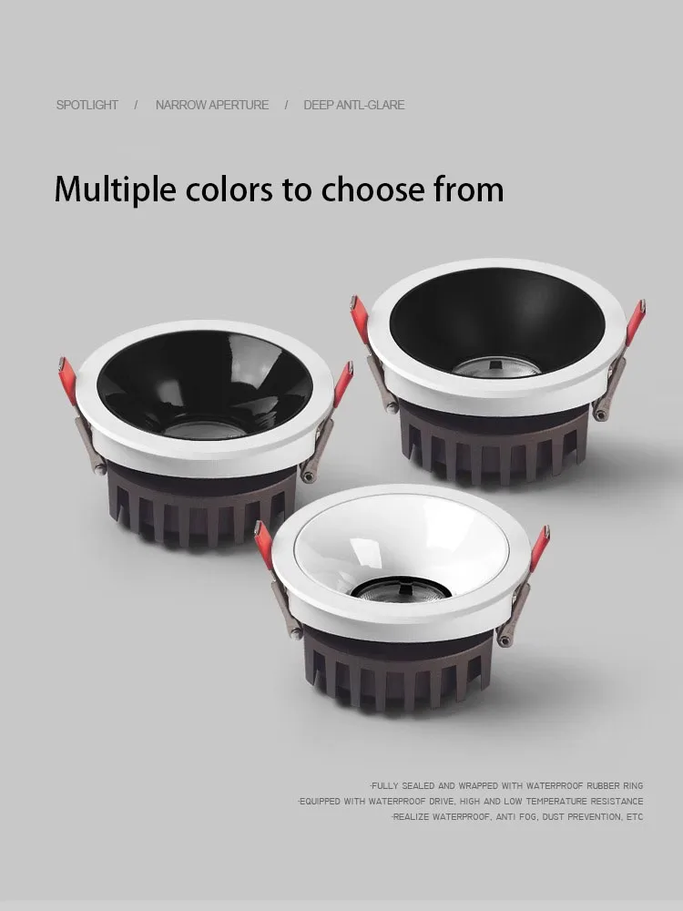 LED Spotlights Ultra Thin Anti Glare Spot Light Recessed Round Ceiling Lamp Adjustable Angle Lights 5W 7W 12W COB Foco For Home