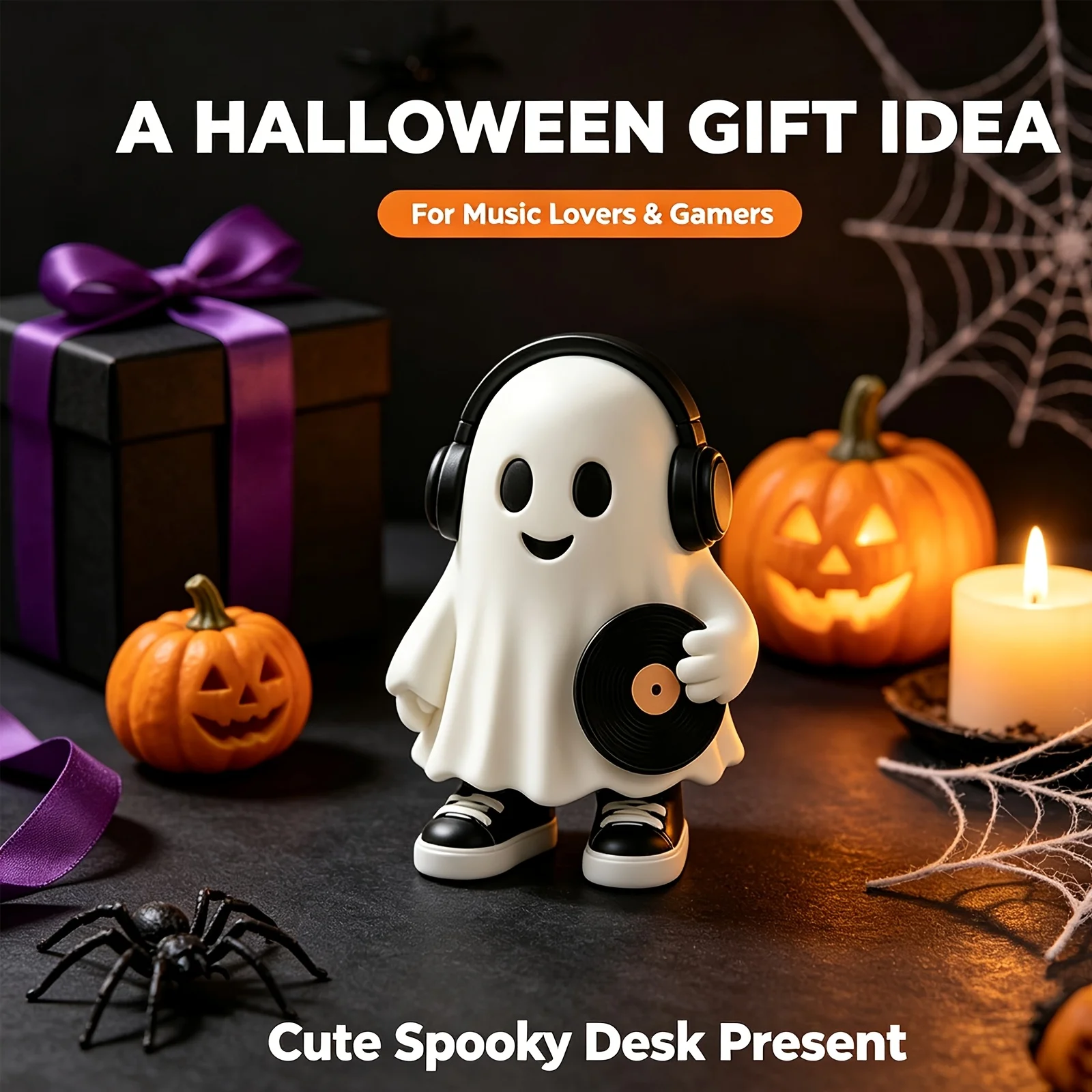Cute Ghost Figurine Set Halloween Resin Statue, Kawaii Spooky Tabletop Decor, Fall Home Decoration, Halloween Gift