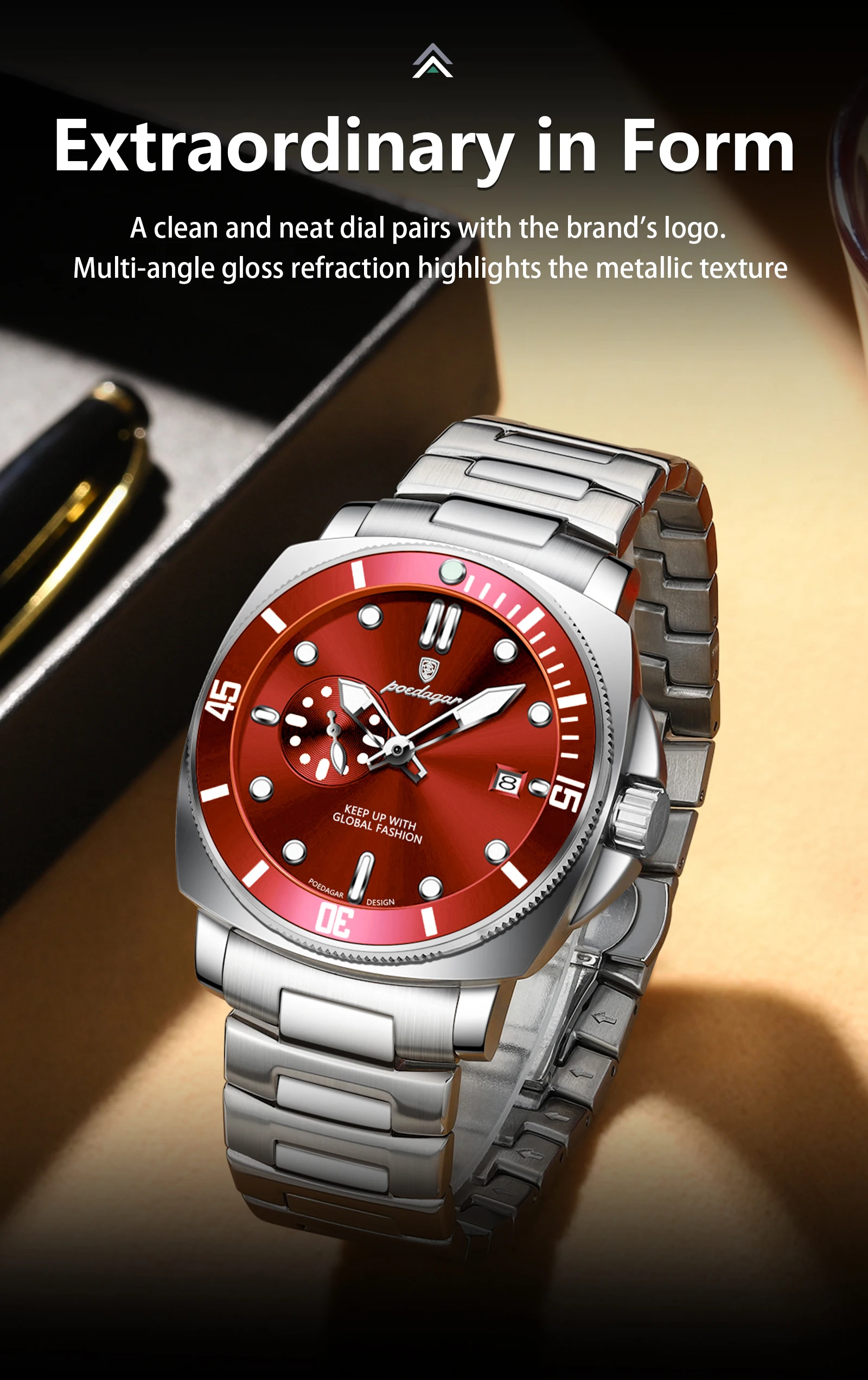 POEDAGAR Luxus Trendy Männer Uhr Wasserdicht Leucht Datum Edelstahl Männliche Uhr Quarz Business Sport herren Uhren Reloj – Detail 14
