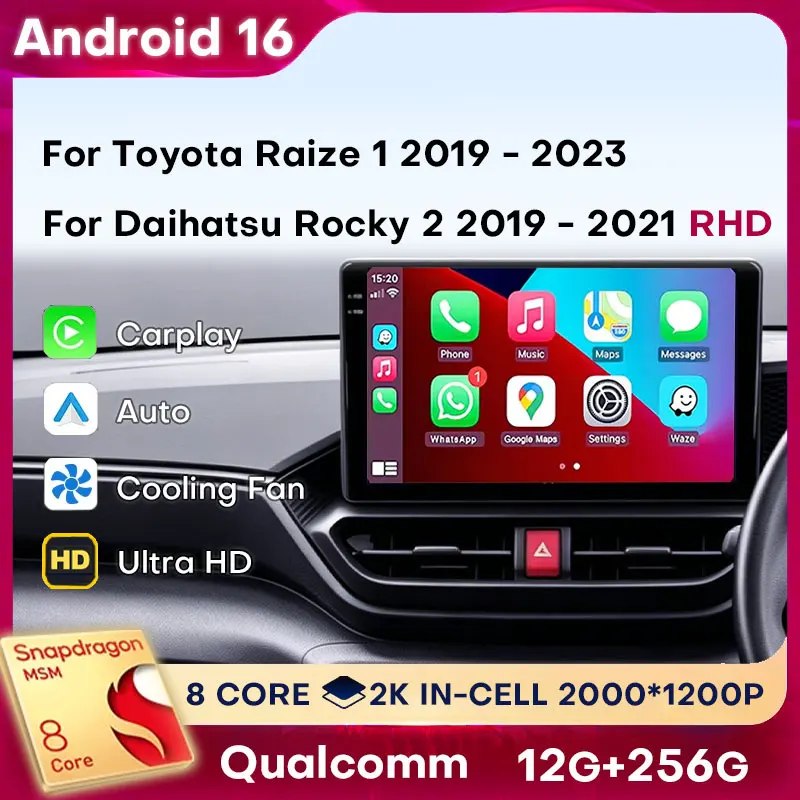 Car Radio Android 16 For Toyota Raize 1 2019 - 2023 For Daihatsu Rocky 2 2019 - 2021 RHD GPS Multimedia Player Navi Head Unit BT