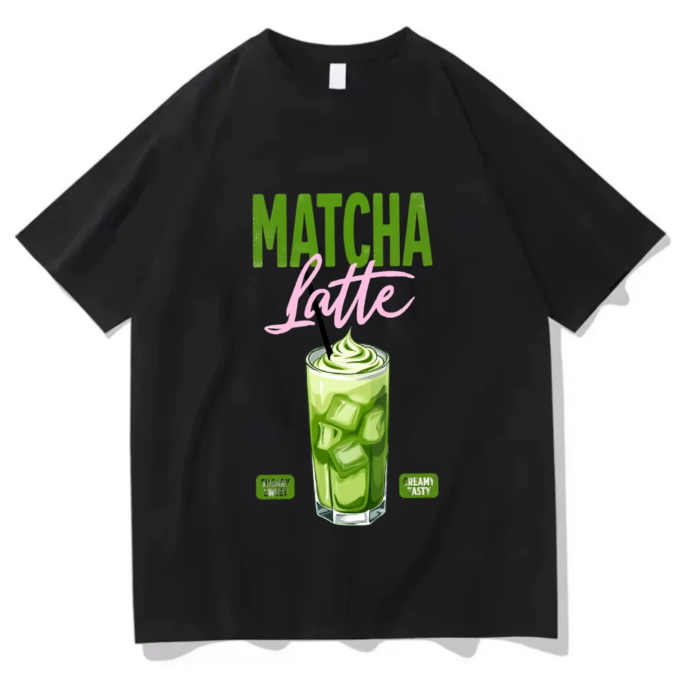 Camiseta Matcha Latte con gráfico de té verde, camiseta vintage estética estilo Harajuku, ropa de calle, top divertido con arte culinario, informal, unisex, manga corta