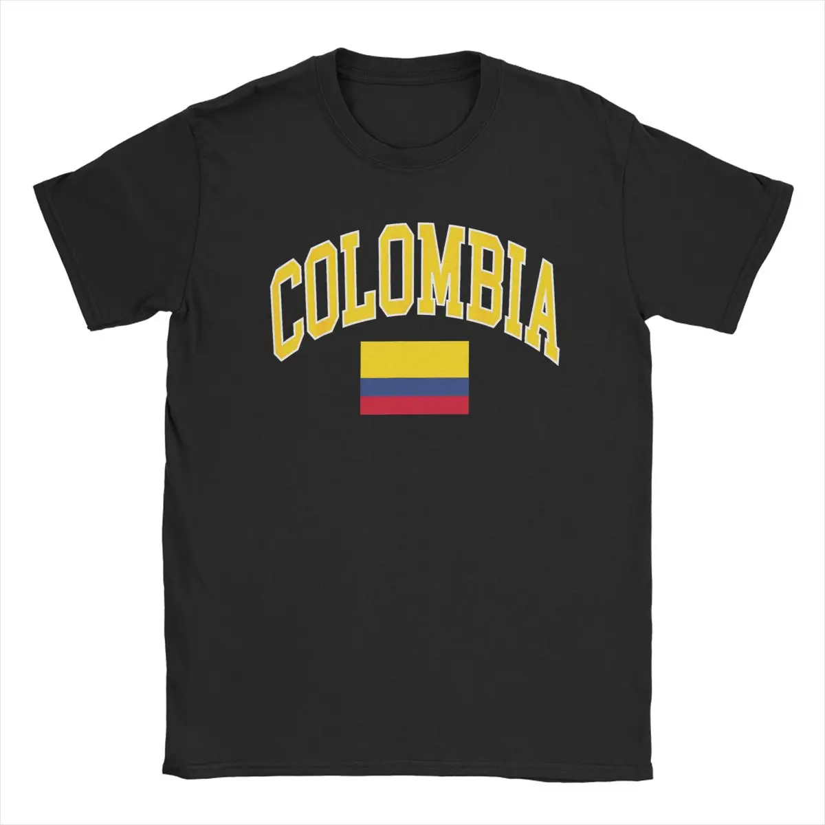 Funny Colombia Flag T-Shirt for Men Crewneck Cotton T Shirts Short Sleeve Tees Plus Size Tops