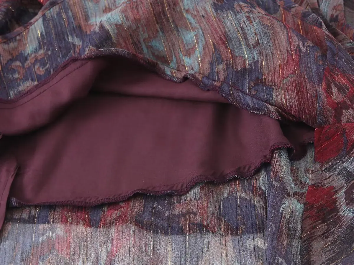 2025 Latest Design Women's Mini Skirt Featuring Ruffled Asymmetrical Hem and Unique Print for Daily Wear