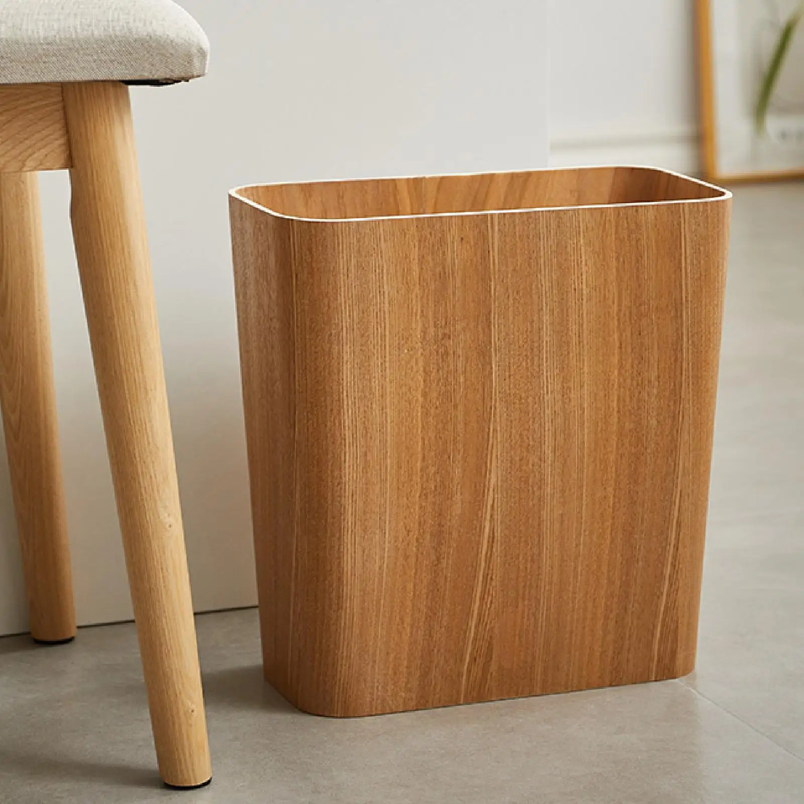 木製細身ゴミ箱-寝室用ゴミ箱-オフィス-キッチン-浴室用リサイクル収納