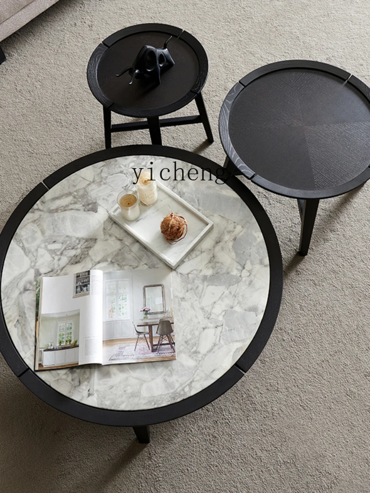 XC  Mild Luxury Marble Coffee Table round Modern Advanced Artistic Sense Small Apartment Minimalist Creative