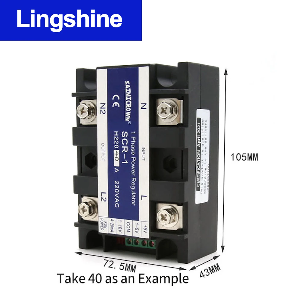 SCR Single Phase AC Voltage Regulator Module 10A 25A 40A 60A 80A 100A 150A 200A 220V Voltage Regulator Solid State Relay