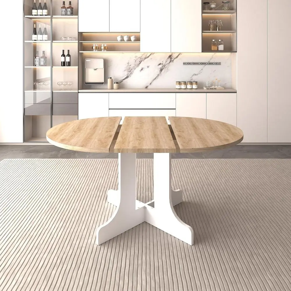 

Elegant 6-10 Seater Wooden Expandable Dining Table, 43-59.06 Oval, Removable X-Base
