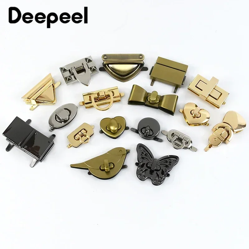 4Pcs Deepeel Metal Bag Lock Buckles Colored Turn Twist Locks Bags Closure Purse Decor Latch Clasp DIY Sewing Hardware Accessory