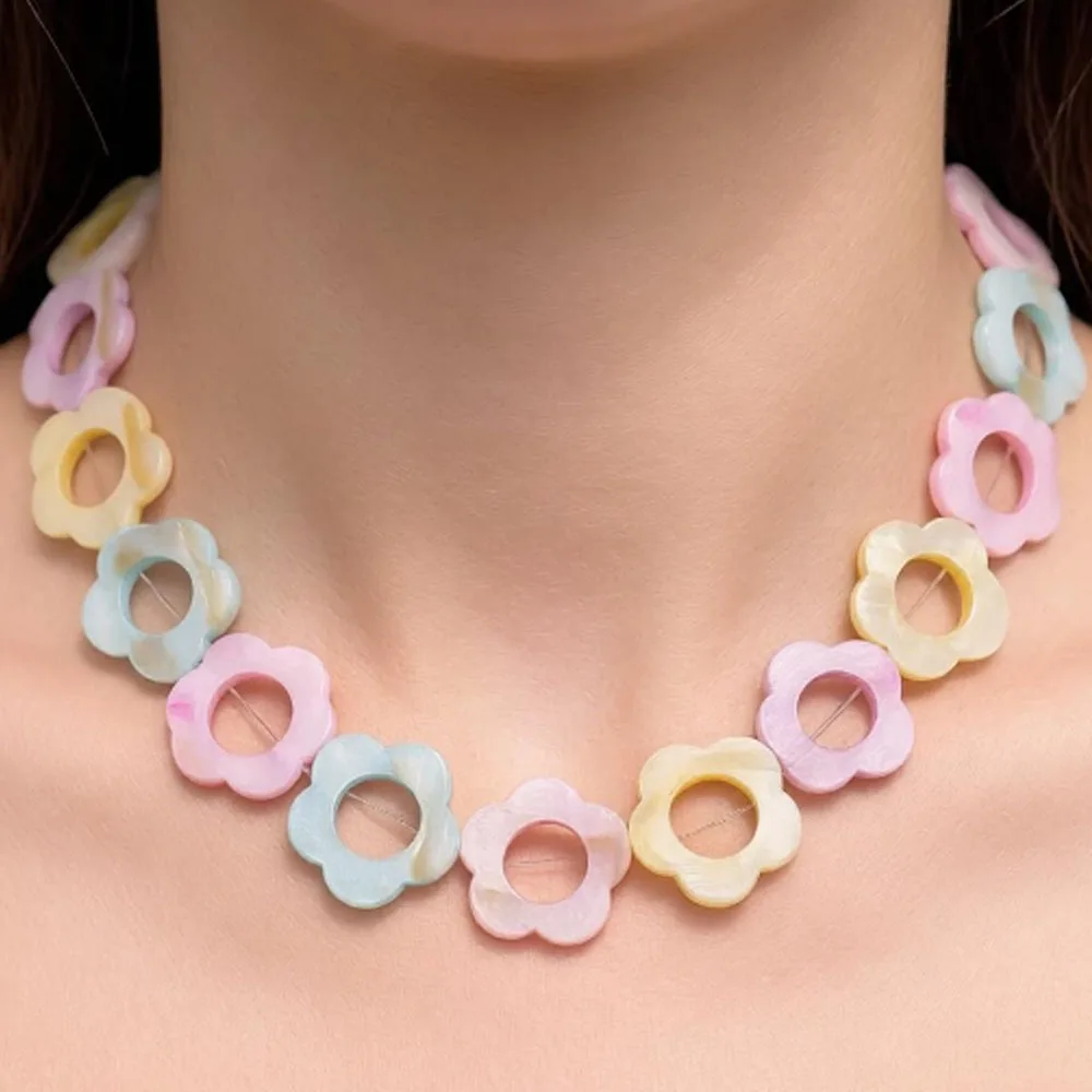 20x20mm Natural Shell Beads Flower Shape Freshwater Shell Loose Beaded for Making DIY Jewelry Necklace Bracelet Accessories