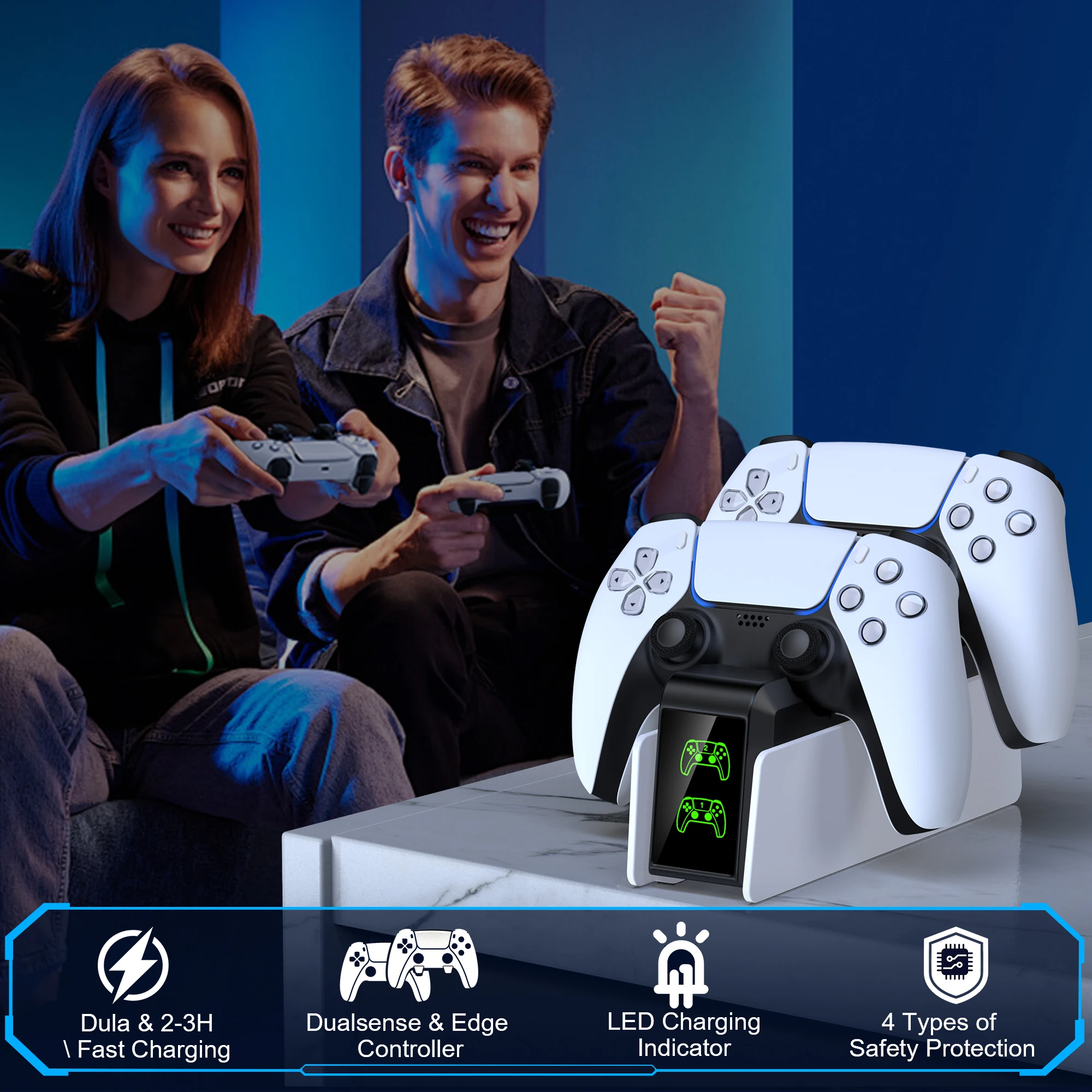 Para ps5 controlador carregador dualsense estação de carregamento duplo doca carregador suporte para playstation5 controlador jogo sem fio