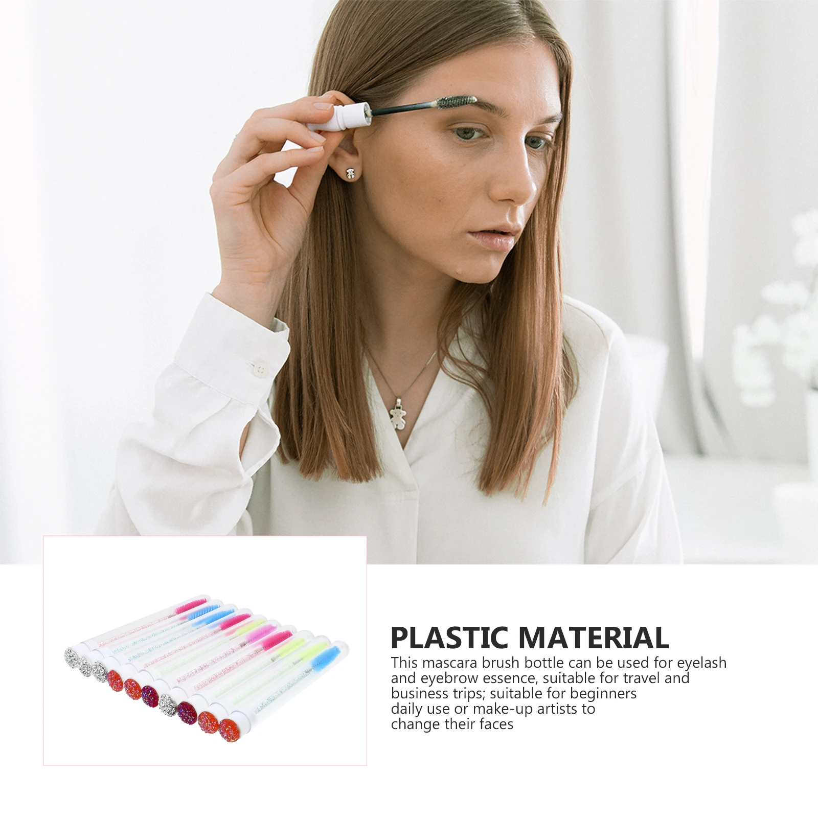 

10pcs Mascara Stick Tube Set Eyelash Brush Empty Bottle Refillable Container Travel Business Makeup Beginner Daily Use