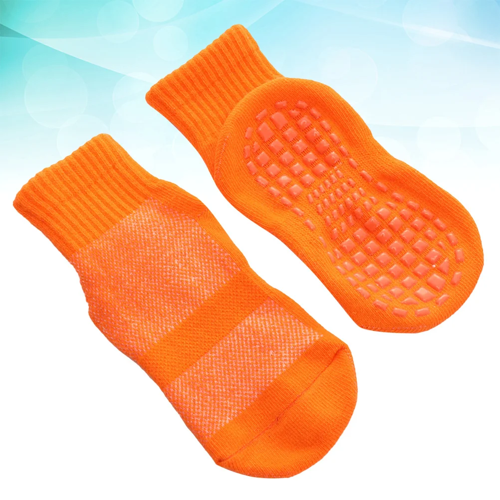 

3Pairs Non-Slip Floor Socks Comfortable Warm Kids Sock Dispensing Design for Smooth Wooden Board M Size Orange 5-11 Years Old