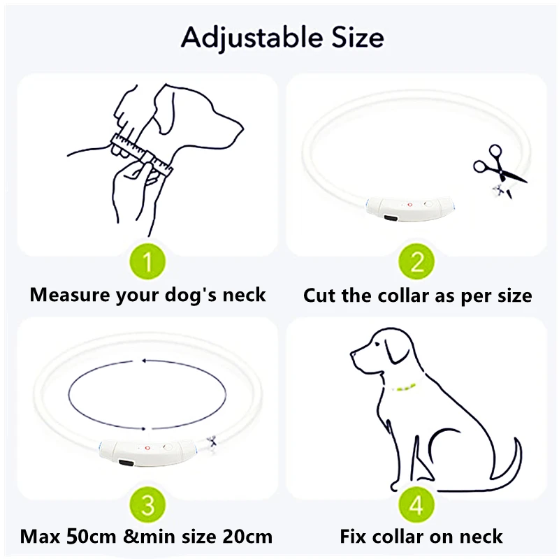 LED dog collar USB rechargeable luminous pet collar can cut luminous collar to prevent dogs from losing collar pet accessories